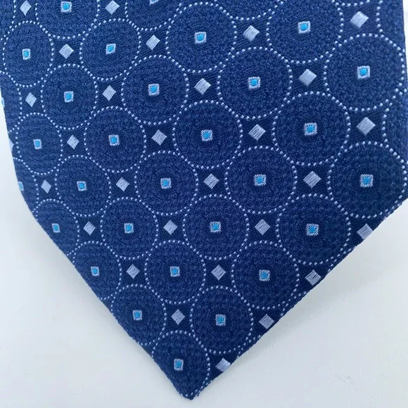 Eton Tie Mens One Size Blue Patterned Silk Classic Luxury Necktie Italy Made NWT - Picture 2 of 6